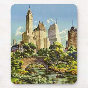 New York City Central Park Vintage Poster Mousepad