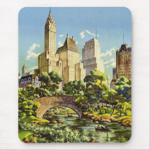 New York City Central Park Vintage Poster Mousepad