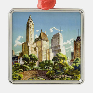 New York City Central Park Vintage Poster Ornament Aus Metall