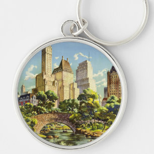 New York City Central Park Vintage Poster Schlüsselanhänger