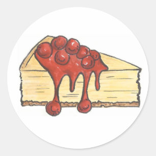 New York City Cherry Cheesecake Käse Cake Slice Runder Aufkleber