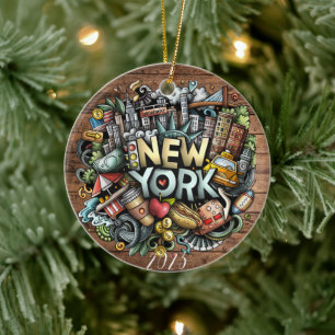 New York City Christmas - Name des benutzerdefinie Keramik Ornament