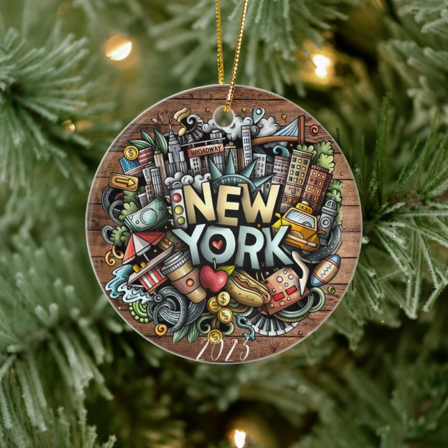New York City Christmas - Name des benutzerdefinie Keramik Ornament (Baum)
