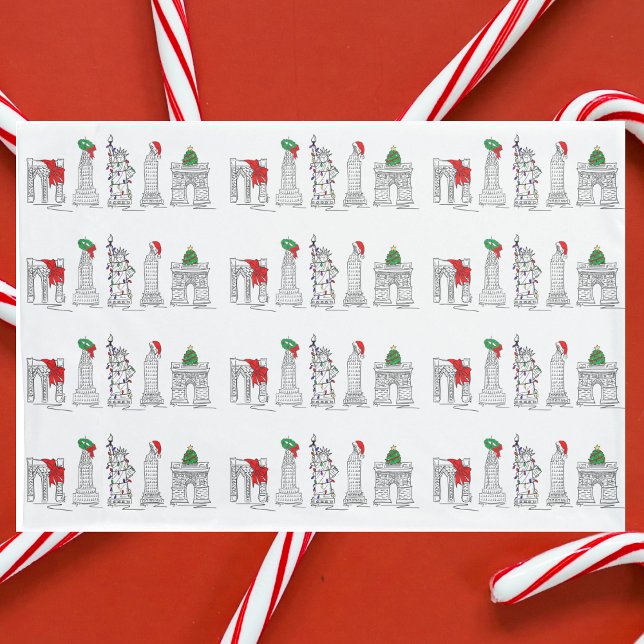 New York City Christmas NYC Holiday Architecture Kissenbezug (NYC Christmas Pillowcase)