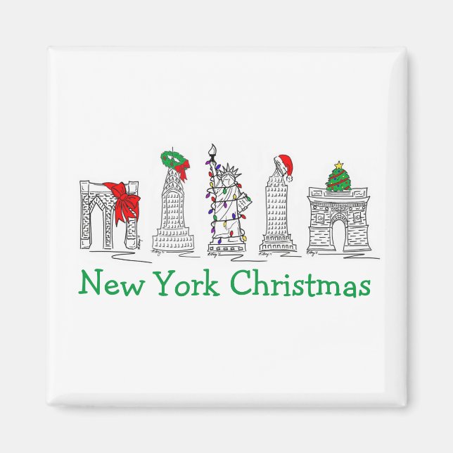 New York City Christmas NYC Holiday Sehenswürdigke Magnet (Vorne)