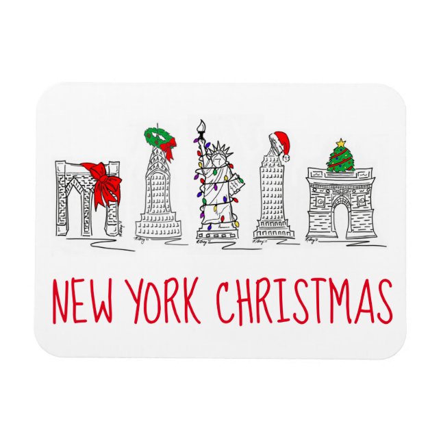 New York City Christmas NYC Holiday Sehenswürdigke Magnet (Horizontal)