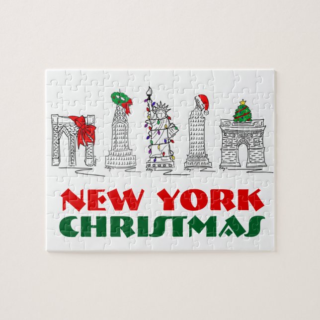 New York City Christmas NYC Sehenswürdigkeiten Hol Puzzle (Horizontal)