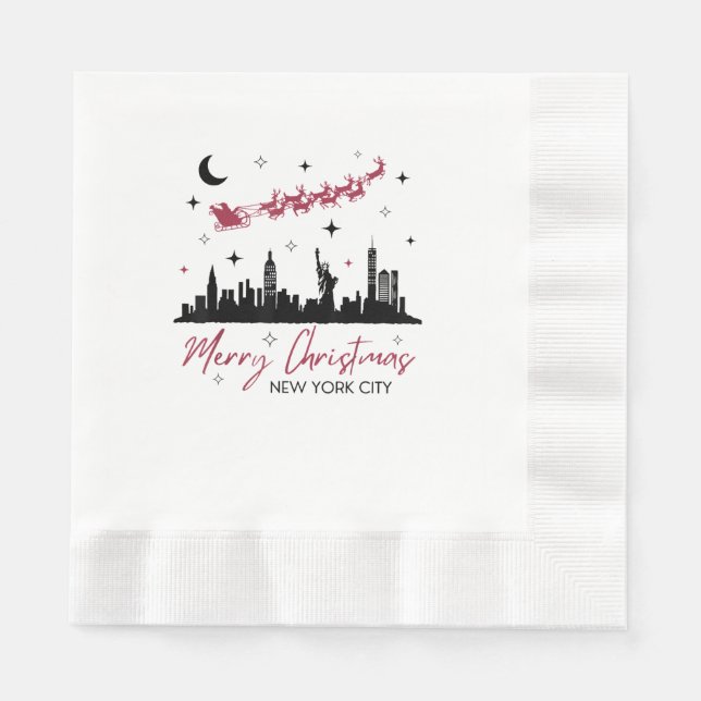 New York City Christmas Trip, Merry Christmas New  Serviette (Vorderseite)