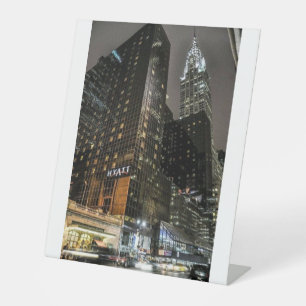New York City Chrysler Building Nachthimmel Stadtb Sockelschild