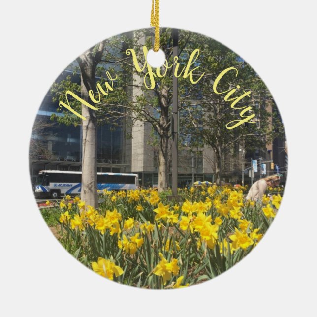 New York City Daffodis Columbus Circle NYC Spring Keramikornament (Hinten)