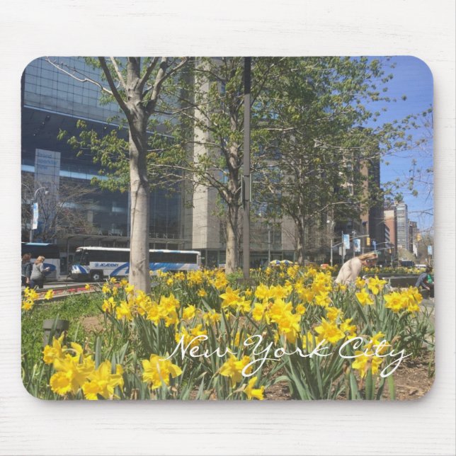 New York City Daffodis Columbus Circle NYC Spring Mousepad (Vorne)
