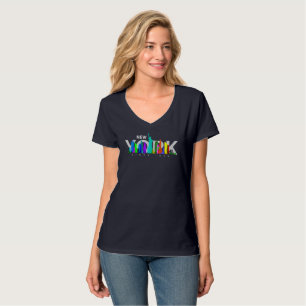 New York City Damen V-Ausschnitt T-Shirt