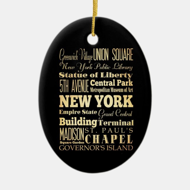 New York City der New- YorkStaats-Typografie-Kunst Keramikornament (Vorne)
