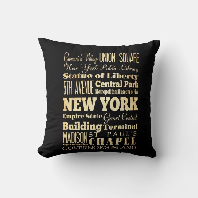 New York City der New- YorkStaats-Typografie-Kunst Kissen (Vorderseite)