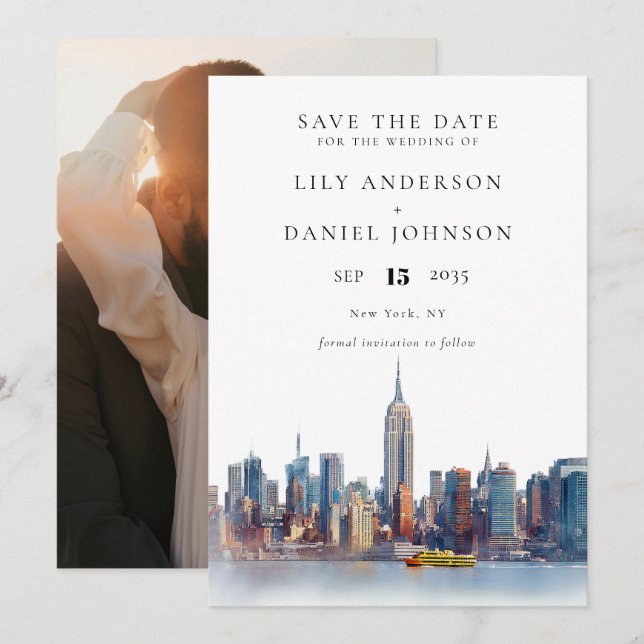 New York City Destination Foto Wedding Save The Date (Vorne/Hinten)