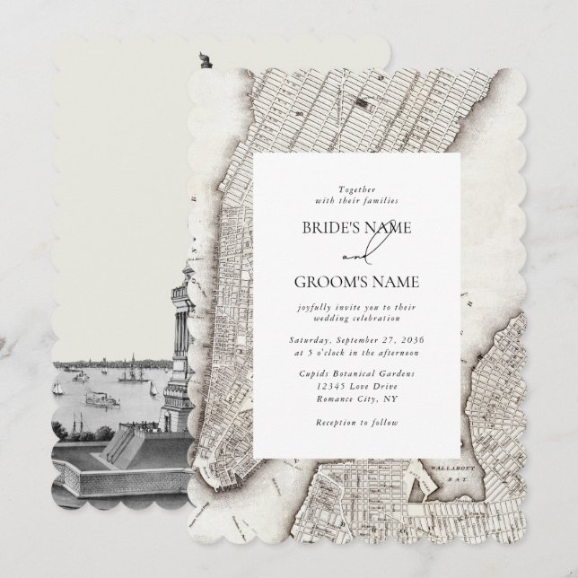 New York City Destination NYC Wedding Einladung (Vorne/Hinten)