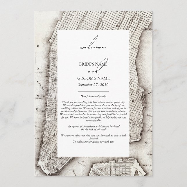 New York City Destination NYC Wedding Itinerary Programm (Vorderseite)