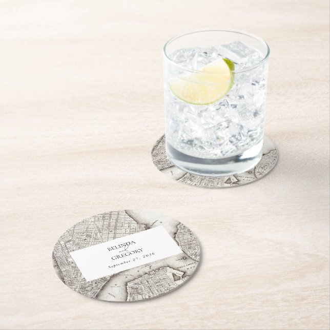 New York City Destination NYC Wedding Runder Pappuntersetzer (Vor Ort)