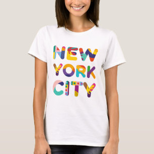 New York City - farbiger Text T-Shirt