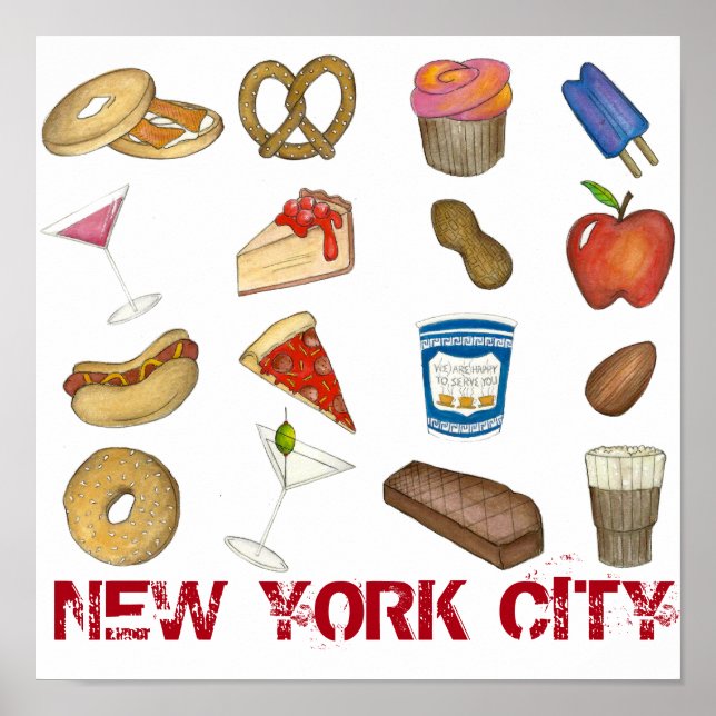 New York City Feinschmecker NYC Foods Tourist Food Poster (Vorne)