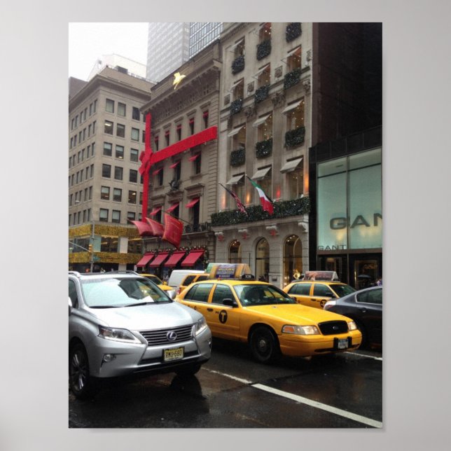 New York City Fifth Avenue Taxi Fotografie NYC Poster (Vorne)