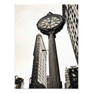 New York City - Flatiron Gebäude and Clock Fotodruck