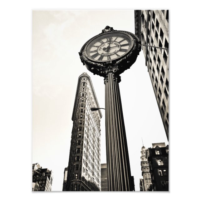 New York City - Flatiron Gebäude and Clock Fotodruck (Vorne)