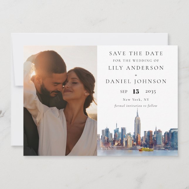 New York City Foto Hochzeit in Urlaubsort Save The Date (Vorderseite)