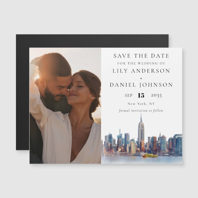 New York City Foto Wedding Save the Date Magneteinladung (Vorne/Hinten)