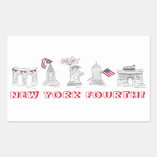 New York City Fourth NYC July 4th Patriotic USA Rechteckiger Aufkleber