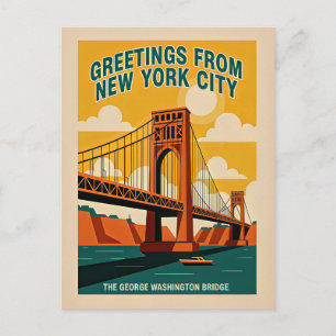 New York City George Washington Brücke Retro Postkarte