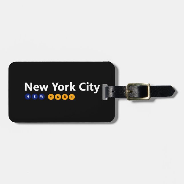 New York City Gepäckanhänger mit Ledergurt (Vorderseite horizontal)