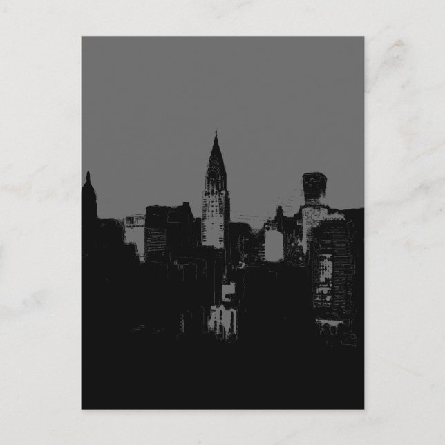 New York City Grau Pop Art Postkarten (Vorderseite)