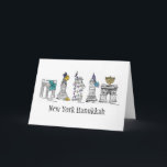 New York City Hanukkah Chanukah Holiday NYC Feiertagskarte<br><div class="desc">Eine Urlaubskarte mit meiner originalen Feder-und-Tinte-Illustration "New York Hanukkah". Die Karte beinhaltet das Chrysler Gebäude, das Empire State Gebäude, den Washington Square Arch, die Brooklyn Bridge und die Freiheitsstatue "gekleidet" für die Winterferien. Sehen Sie nicht, wonach Sie suchen? Brauchen Sie Hilfe bei der Anpassung? Kontaktieren Sie Rebecca, um etwas für...</div>