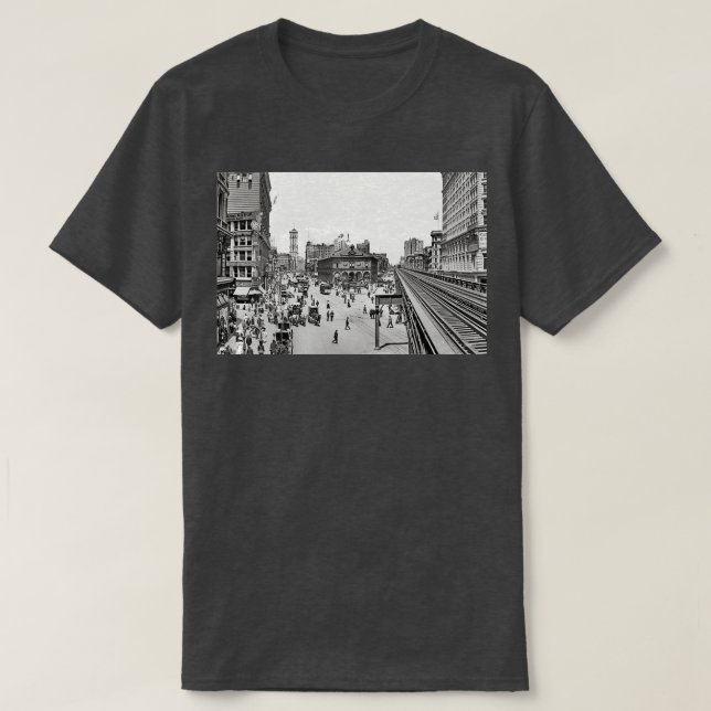New York City Herald Square Trolley Höhenzug T-Shirt (Design vorne)