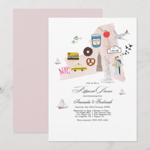 New York City Hochzeit in Urlaubsort Probe Dinner Einladung