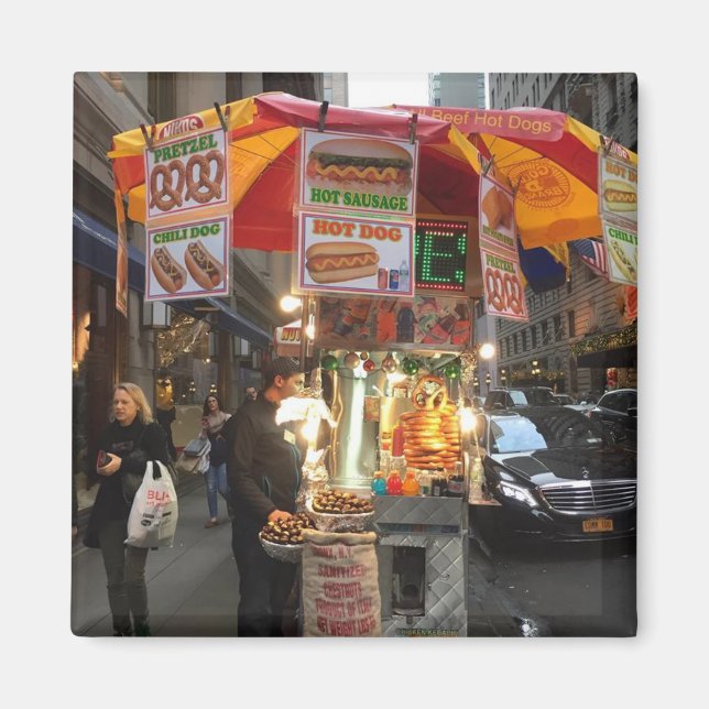New York City Hot Dog Stand Foto Magnet (Vorne)