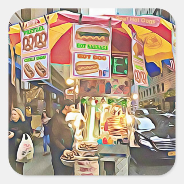 New York City Hot Dog Stand Foto Sticker (Vorderseite)
