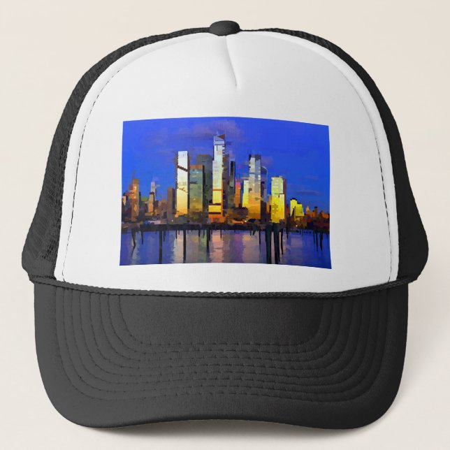 New York City Hudson Yards Midtown Skyline Truckerkappe (Vorderseite)