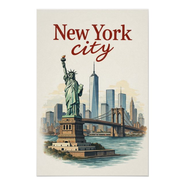 New York City – Iconic Statue & Skyline Poster (Vorderseite)