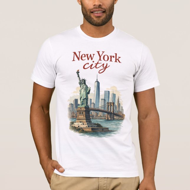 New York City – Iconic Statue & Skyline T-Shirt (Vorderseite)
