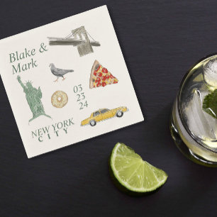 New York City Icons Wedding Cocktail Napkins Serviette