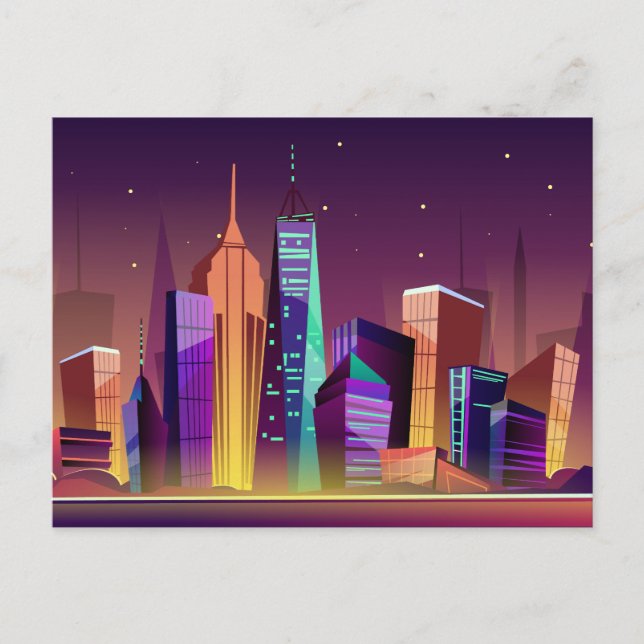 New York City Illustration Postcard Postkarte (Vorderseite)