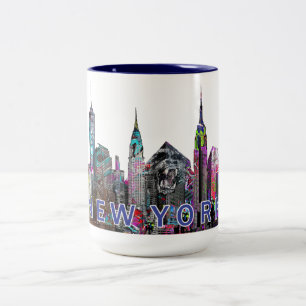 New York City in Graffiti Zwei-Tone-Tasse Zweifarbige Tasse