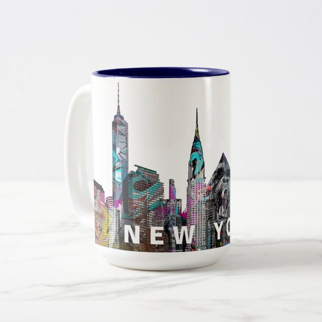 New York City in Graffiti Zweifarbige Tasse (Vorderseite Links)