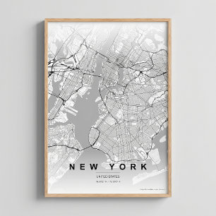 New York City Karte NYC Kontrast Wandbild Poster G