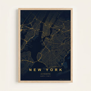 New York City Karte NYC Straßen Wandkunst Poster