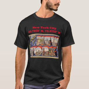 New York City Kartenkoordinaten im Vintage-Stil T-Shirt