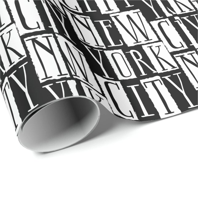 New York City Manhattan Black and White Deko Chic Geschenkpapier (Rolleneckpunkt)