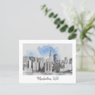 New York City Manhattan Skyline Feiertagspostkarte